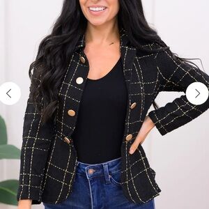 Black and Gold Peplum Blazer